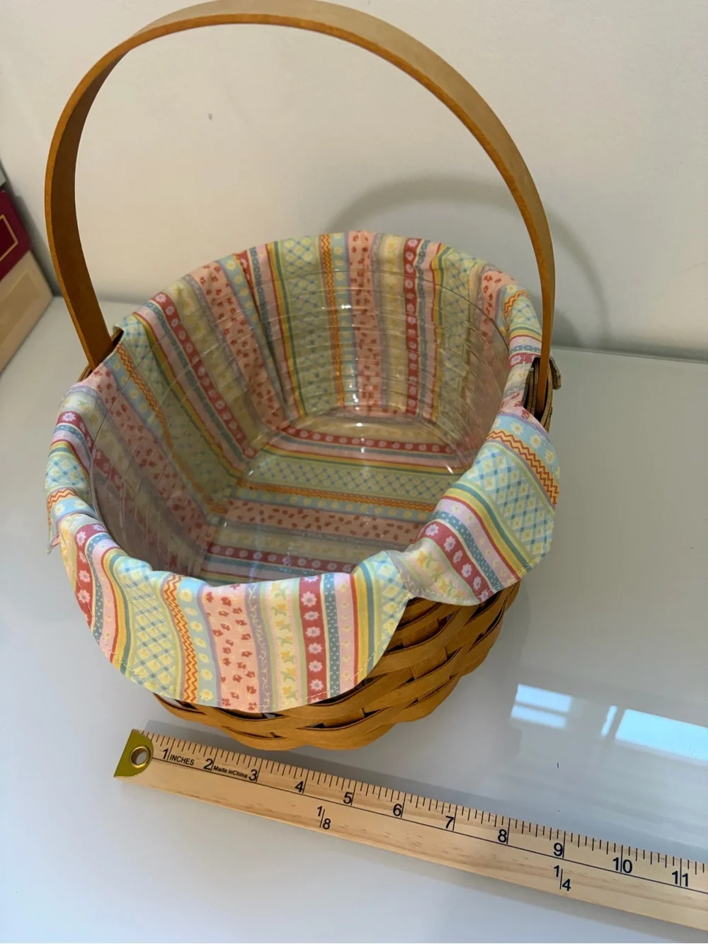 Longaberger 2008 Large Easter Pastel Multi-Stripe Lined Woven Basket